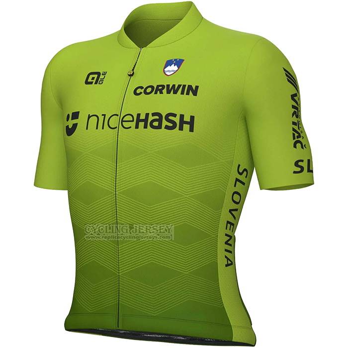 2023 Cycling Jersey Slovenia Green Short Sleeve and Bib Short